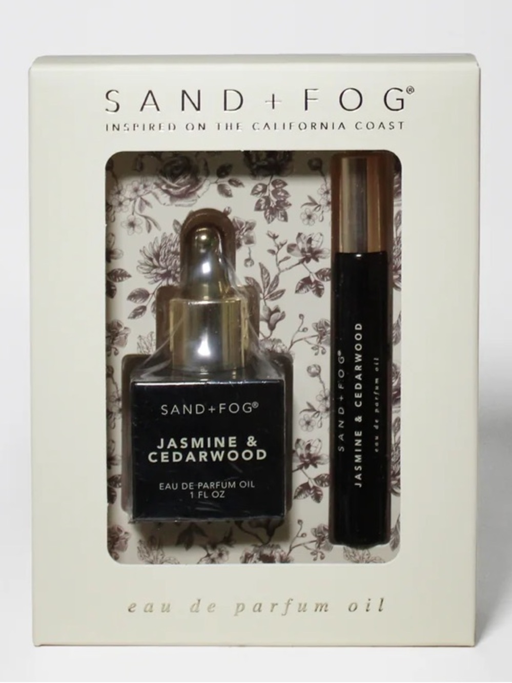 Sand + Fog Jasmine & Cedarwood Eau De Parfum Oil Dropper and Roller Set